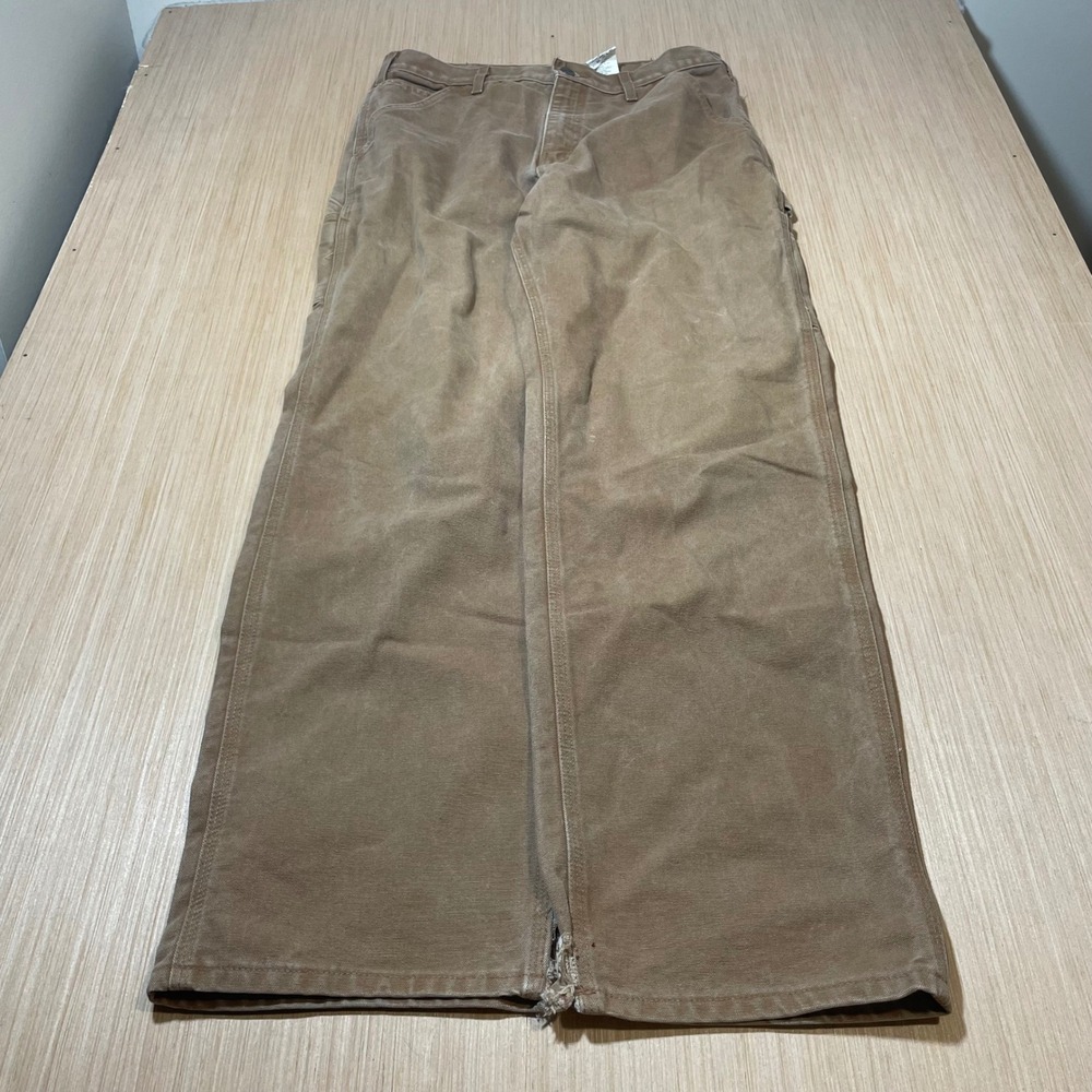 Carhartt Carpenter Pants Mens Brown Duck Canvas B11 BRN Made in USA Distressed